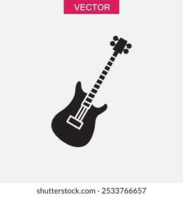 Ícone de vetor de guitarra acústica, ilustração de estilo trendy simples plana preto para web e app.eps