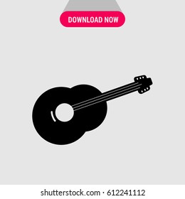 Acoustic Guitar Vector Icon, The symbol of musical instrument. Simple, modern flat vector illustration for mobile app, website or desktop app 