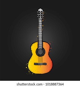 Acoustic guitar. Vector illustration.