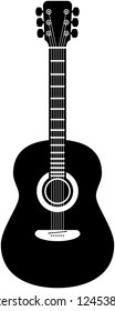 Acoustic guitar vector illustration in black and white