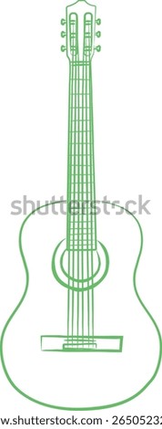 Acoustic guitar vector illustration. Classical guitar sketch. Guitar. Musical instrument doodle. 