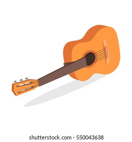 Acoustic guitar. Vector illustration isolated on white background.	