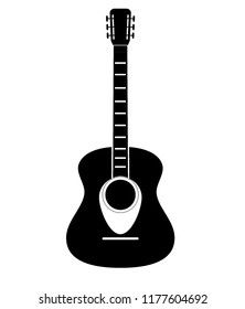 acoustic guitar vector isolated and in black and white.