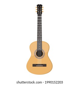 Acoustic guitar, vector isolated on white