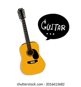 Acoustic guitar vector on white background. Vector illustration.
