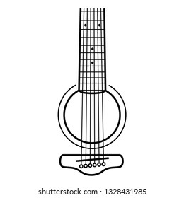 Acoustic guitar. Vector outline icon isolated on white background.