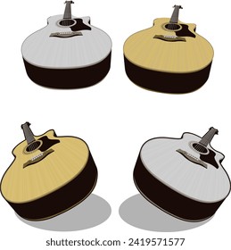 Vista lateral vectorial de guitarra acústica
