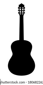 Acoustic guitar. Vector silhouette on a white background.