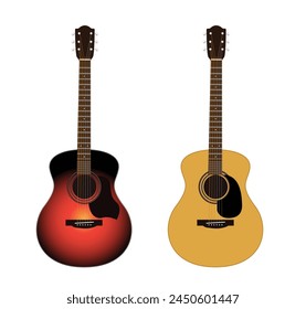 Acoustic guitars isolated on white background. American Guitars,  Vector illustration