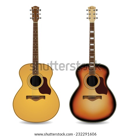 Acoustic guitars isolated on  white background. Vector illustration