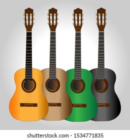 Acoustic Guitars Vector Illustration With Grey Background