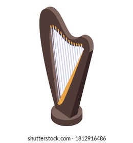 Acoustic harp icon. Isometric of acoustic harp vector icon for web design isolated on white background