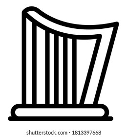Acoustic harp icon. Outline acoustic harp vector icon for web design isolated on white background