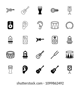 Acoustic icon. collection of 25 acoustic filled and outline icons such as guitar, musical instrument, loudspeaker, speaker. editable acoustic icons for web and mobile.