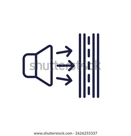 acoustic isolation line icon, soundproofing vector pictogram