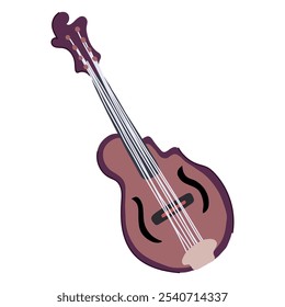 Dibujos animados de mandolina acústica. acordes de melodía, selección de afinación, rasgueo de la señal de mandolina acústica de diapasón. símbolo aislado Ilustración vectorial