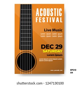 The acoustic music festival, Music poster, flyer, brochure template. vector illustration