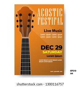 The acoustic music festival, Music poster, flyer, brochure template. vector illustration