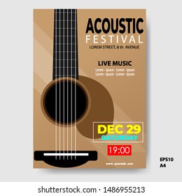 The acoustic music festival, Music poster, flyer, brochure template. vector illustration