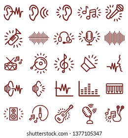 acoustic, music and sound - minimal thin line web icon set. simple vector illustration. concept for infographic website or app.