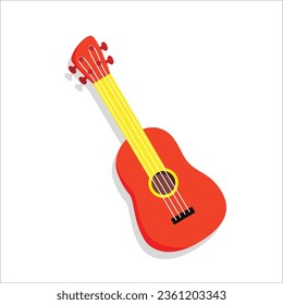 Acoustic Red Guitar Vector Illustration