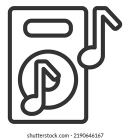 Acoustic sound speaker and musical notes - icon, illustration on white background, outline style