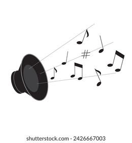 acoustic speaker musical notes. Vector illustration
