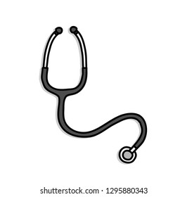 Acoustic Stethoscope, a hand drawn vector cartoon illustration of an acoustic stethoscope.