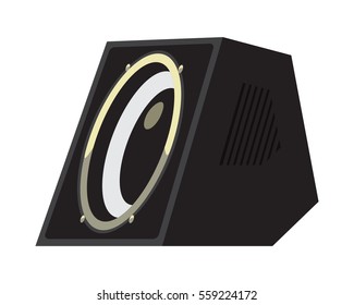 Acoustic systems for producing music at different parties and events. Used for entertainment purpose. Speaker box designed for use in stadium concert sound reinforcement systems for rock music concert