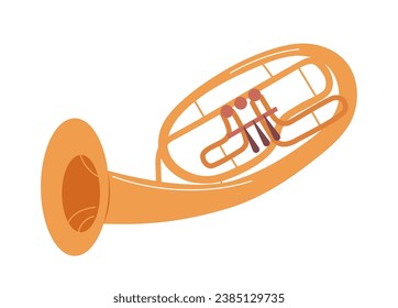 Acoustic trumpet wind brass instrument musical tool orchestra equipment isolated on white background