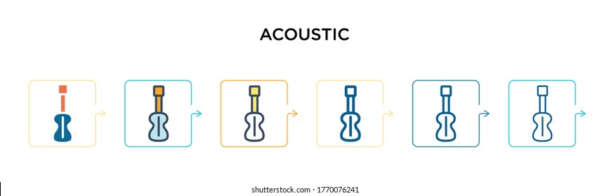 Acoustic vector icon in 6 different modern styles. Black, two colored acoustic icons designed in filled, outline, line and stroke style. Vector illustration can be used for web, mobile, ui