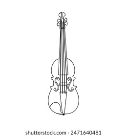 Acoustic violin in line art style. Musical instrument icon on isolated background