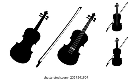 Acoustic Violin silhouette, high quality vector