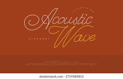 Vector de alfabeto de fuente de script rítmico moderno de onda Acústica para el diseño de logotipos de música