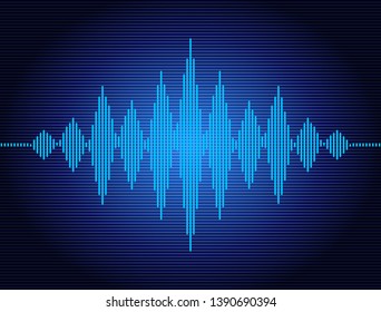 Acoustic wave symbol as blue background