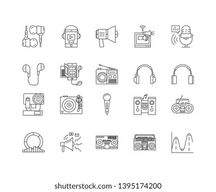 Acoustics line icons, signs, vector set, outline illustration concept 