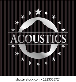 Acoustics silvery badge or emblem