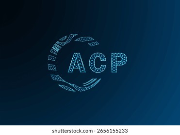ACP low poly letter logo vector design. ACP lower poly logo design. ACP unique low poly logo design.