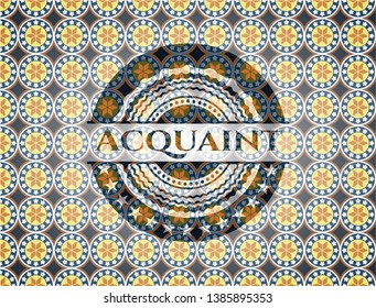 Acquaint arabic badge background. Arabesque decoration.