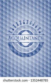 Acquaintance blue polygonal emblem.