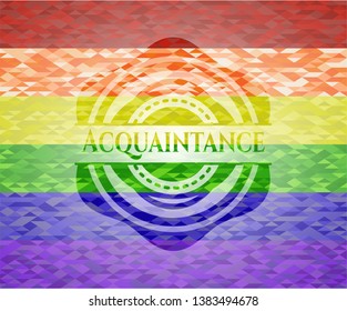 Acquaintance emblem on mosaic background with the colors of the LGBT flag