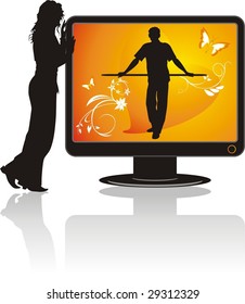 Acquaintance over the internet. Abstract composition. Vector