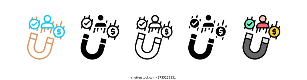 Acquire Multiple Style Icon Set Illustration