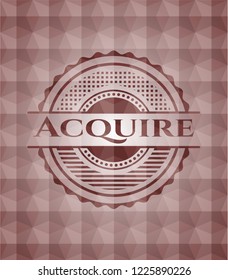Acquire red emblem with geometric background. Seamless.