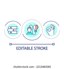 Acquiring knowledge loop concept icon. Absorbing information effectively abstract idea thin line illustration. Academic achievement. Isolated outline drawing. Editable stroke. Arial font used