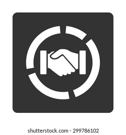 Acquisition diagram icon. Vector style is white and gray colors, flat rounded square button on a white background.