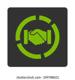 Acquisition diagram icon. Vector style is eco green and gray colors, flat rounded square button on a white background.