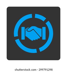 Acquisition diagram icon. Vector style is blue and gray colors, flat rounded square button on a white background.