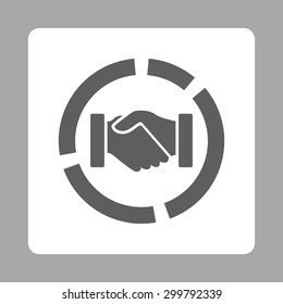 Acquisition diagram icon. Vector style is dark gray and white colors, flat rounded square button on a silver background.
