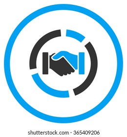 Acquisition Diagram vector icon. Style is bicolor flat circled symbol, blue and gray colors, rounded angles, white background.